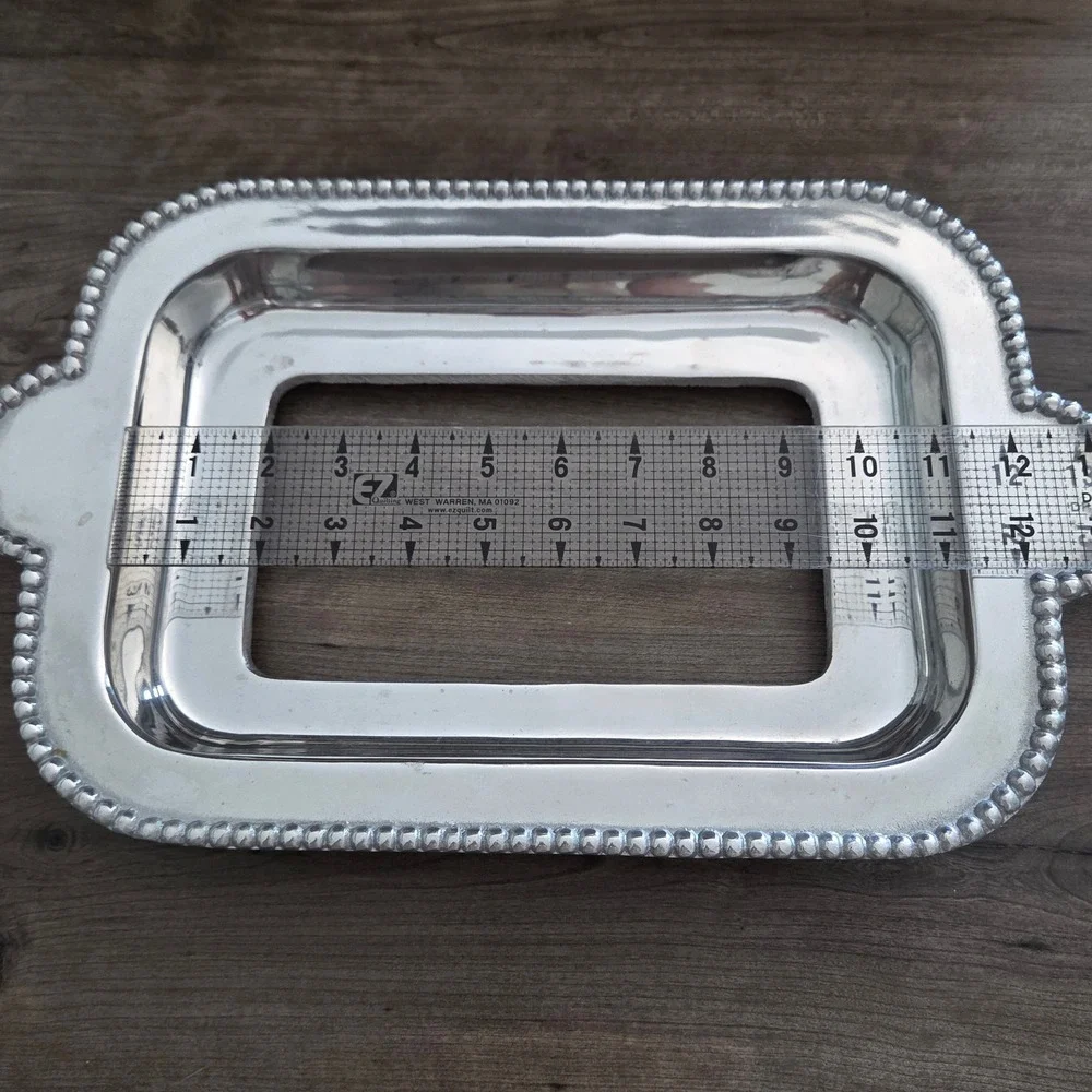 Fabulous Pewterware Perla Pyrex Holder Silver Beaded Medium Casserole Frame 7x11